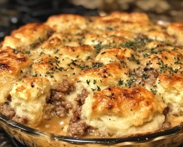 Sausage, Gravy, and Biscuit Pie