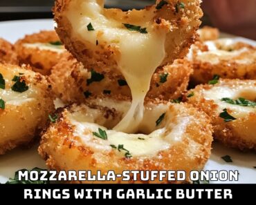 Mozzarella-Stuffed Onion Rings with Garlic Butter