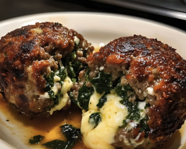 Cheesy Spinach-Stuffed Meatballs