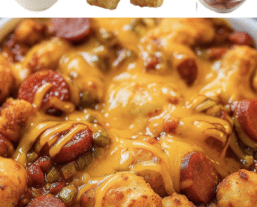 Cheesy Hot Dog Tater Tot Casserole